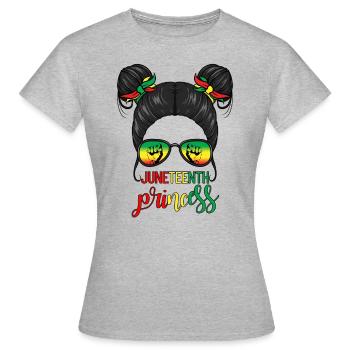 Juneteenth Princess Messy Bun Girl’s JuneteenthM - T-shirt Femme - gris chiné - Devant - AI Model Female 172 dark (172cm)