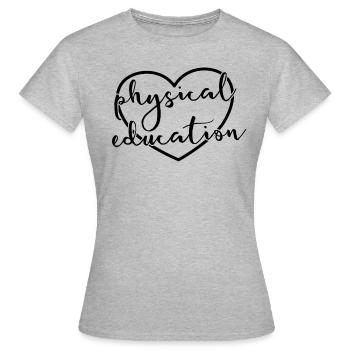 Sportunterricht Herz zurück in die Schule PE -Lehr - Frauen T-Shirt - Grau meliert - Vorne - AI Model Female 172 dark (172cm)