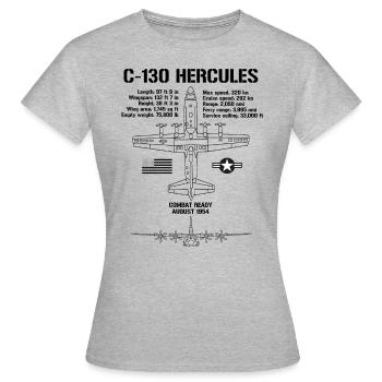 C-130 Hercules Specs Militärflugzeug C130 - Frauen T-Shirt - Grau meliert - Vorne - AI Model Female 172 dark (172cm)
