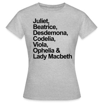 William Shakespeare Frauenfiguren Shakespeare - Frauen T-Shirt - Grau meliert - Vorne - AI Model Female 172 dark (172cm)