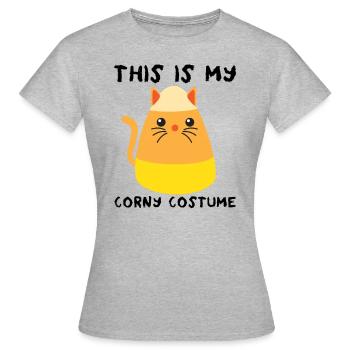 Das ist mein kitschiges Halloween-Katze-Candy-Corn - Frauen T-Shirt - Grau meliert - Vorne - AI Model Female 172 dark (172cm)
