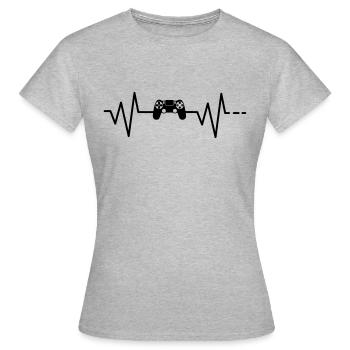 Heartbeat Gaming PS 4 Play Station Controller Pad - Women's T-Shirt - heather grey - Front - AI Model Female 172 dark (172cm)