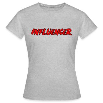 Influencer - strong Popart lettering - Women's T-Shirt - heather grey - Front - AI Model Female 172 dark (172cm)