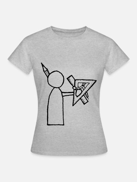Männchen Technischer Zeichner - Frauen T-Shirt - Grau meliert
