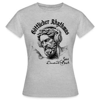 Das Open-Air-T-Shirt mit göttlichem Rhythmus - Frauen T-Shirt - Grau meliert - Vorne - AI Model Female 172 dark (172cm)