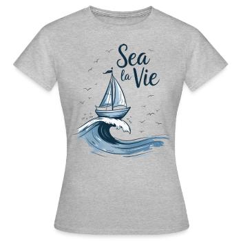 Slogan Vie Marine Voilier Mer - T-shirt Femme - gris chiné - Devant - AI Model Female 172 dark (172cm)