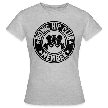 Bionic Hip Club Hip Replacement Surgery Recovery - Women's T-Shirt - heather grey - Front - AI Model Female 172 dark (172cm)