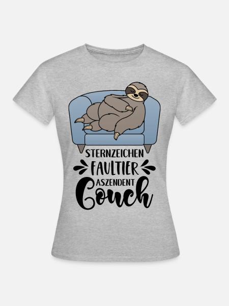 Sternzeichen Faultier Aszendent Couch Lustige - Frauen T-Shirt - Grau meliert