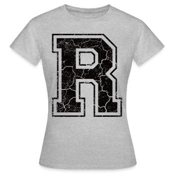 Un caractère R in Grunge-Look - T-shirt Femme - gris chiné - Devant - AI Model Female 172 dark (172cm)