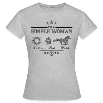 I'm a Simple Woman - Horse and Dog - Frauen T-Shirt - Grau meliert - Vorne - AI Model Female 172 dark (172cm)