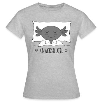 Axolotl Knacksolotl knacken pennen schlafen - Frauen T-Shirt - Grau meliert - Vorne - AI Model Female 172 dark (172cm)