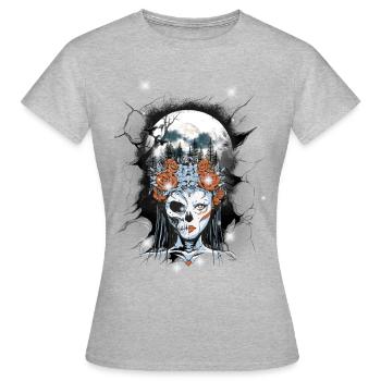 Crâne Squelette Halloween Fantôme Fantôme Fantôme - T-shirt Femme - gris chiné - Devant - AI Model Female 172 dark (172cm)