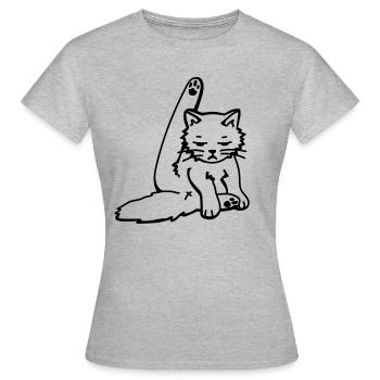 Cat dressing up / Grumpy cat cleanig - Women's T-Shirt - heather grey - Front - AI Model Female 172 dark (172cm)