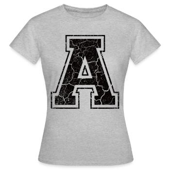 Un caractère A in Grunge-Look - T-shirt Femme - gris chiné - Devant - AI Model Female 172 dark (172cm)