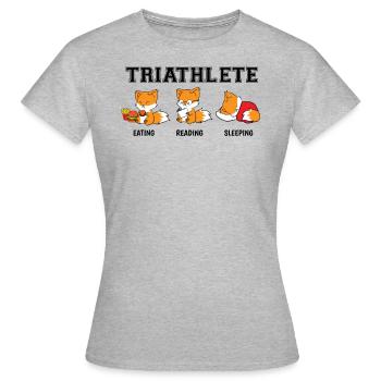 Essen Lesen Schlafen Repeat Fuchs Buch Geschenk - Frauen T-Shirt - Grau meliert - Vorne - AI Model Female 172 dark (172cm)