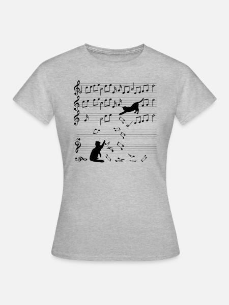 Katzen Musik Noten Spielzeug Instrument Geschenk - Frauen T-Shirt - Grau meliert