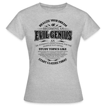 Cadeaux Wicked Genius Super Rogue World Domination - T-shirt Femme - gris chiné - Devant - AI Model Female 172 dark (172cm)