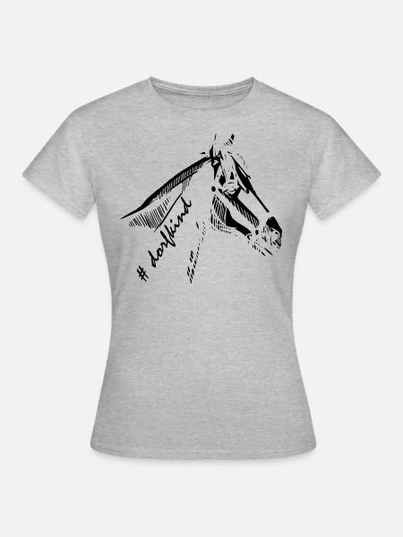 Dorfkind Pferd Motiv - Frauen T-Shirt - Grau meliert