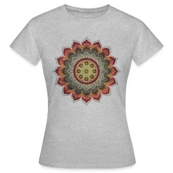 HANDPAN hang drum MANDALA earth colors - Frauen T-Shirt - Grau meliert - Vorne - AI Model Female 172 dark (172cm)