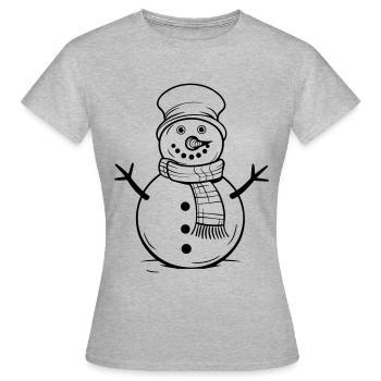 Bande dessinée d’hiver de bonhomme de neige - T-shirt Femme - gris chiné - Devant - AI Model Female 172 dark (172cm)