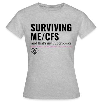 Surviving ME/CFS - pink 💗 - Frauen T-Shirt - Grau meliert - Vorne - AI Model Female 172 dark (172cm)