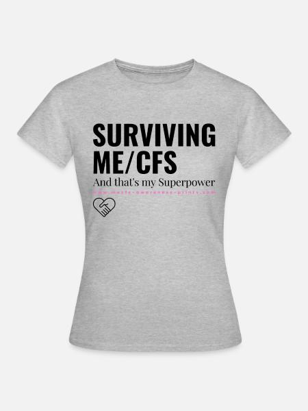 Surviving ME/CFS - pink 💗 - Frauen T-Shirt - Grau meliert