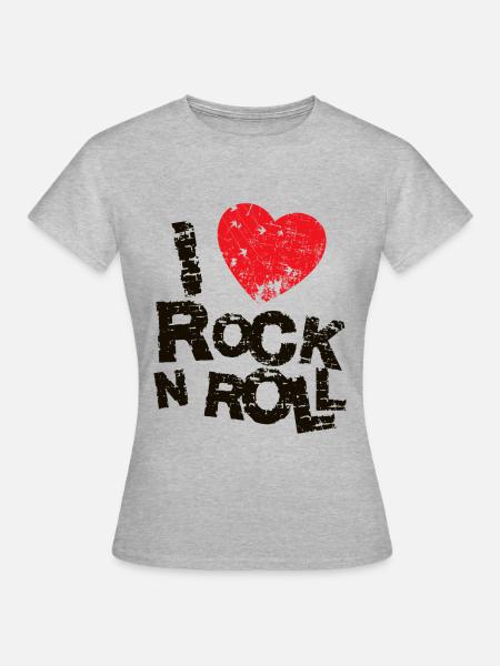 ICH LIEBE ROCK N ROLL. - Frauen T-Shirt - Grau meliert