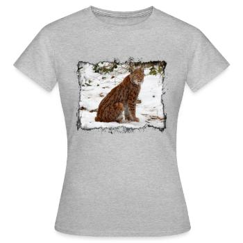 Wildnis Raubkatze Luchs im Schnee - Frauen T-Shirt - Grau meliert - Vorne - AI Model Female 172 dark (172cm)