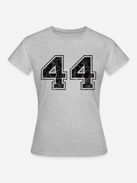 Zahl 44 im Used Look - Frauen T-Shirt - Grau meliert