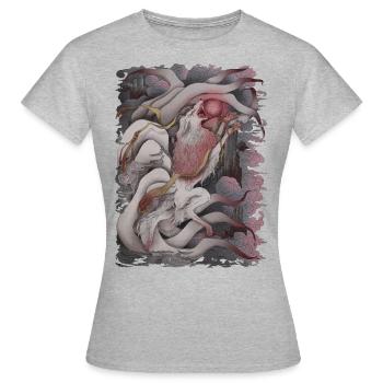 Kitsune-Blutmond - Frauen T-Shirt - Grau meliert - Vorne - AI Model Female 172 dark (172cm)
