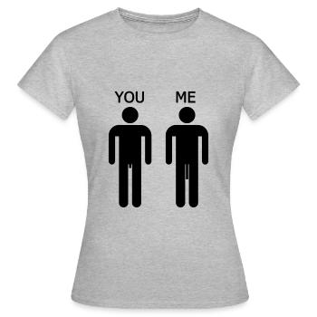 You Me lustiges Design schwarz Geschenkidee - Frauen T-Shirt - Grau meliert - Vorne - AI Model Female 172 dark (172cm)