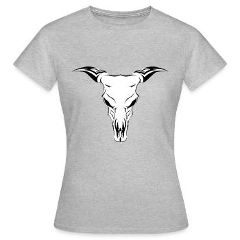 gruseliger Kuhschädel - Frauen T-Shirt - Grau meliert - Vorne - AI Model Female 172 dark (172cm)