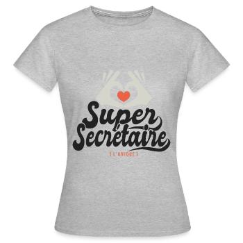 Super Secrétaire l unique cadeau Secretaire - T-shirt Femme - gris chiné - Devant - AI Model Female 172 dark (172cm)