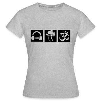 GOA PSYTRANCE - Frauen T-Shirt - Grau meliert - Vorne - AI Model Female 172 dark (172cm)