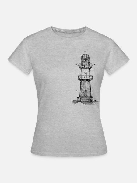 Ostsee Leuchtturm - Frauen T-Shirt - Grau meliert