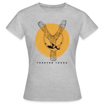 Forever Young Slingshot Hammock Moon print - Women's T-Shirt - heather grey - Front - AI Model Female 172 dark (172cm)