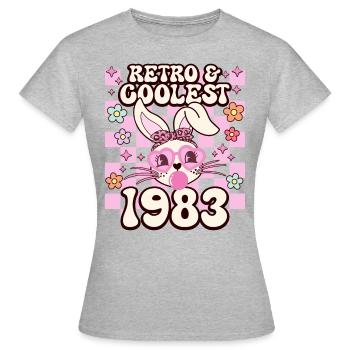 Retro cooles Mädchen geboren 1983 40 Jahre Jubiläum - Frauen T-Shirt - Grau meliert - Vorne - AI Model Female 172 dark (172cm)