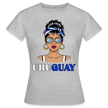Uruguay Flagge Uruguay - Damen - Frauen T-Shirt - Grau meliert - Vorne - AI Model Female 172 dark (172cm)