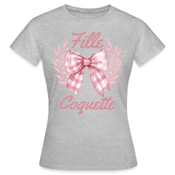 Élégante Fille Coquette Féminine Femme - T-shirt Femme - gris chiné - Devant - AI Model Female 172 dark (172cm)