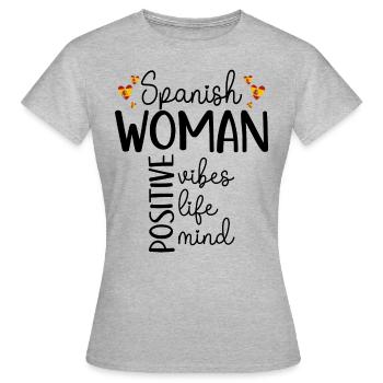 Fille Positive Femme Espagnole - T-shirt Femme - gris chiné - Devant - AI Model Female 172 dark (172cm)