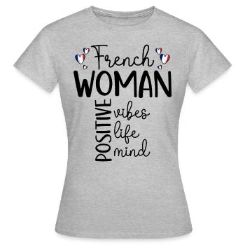 Positive Girl French Woman - Women's T-Shirt - heather grey - Front - AI Model Female 172 dark (172cm)