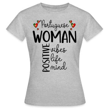 Fille Positive Femme Portugaise - T-shirt Femme - gris chiné - Devant - AI Model Female 172 dark (172cm)