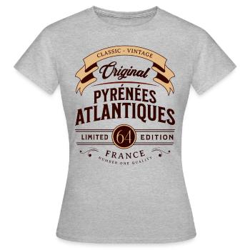 Pyrénées-Atlantiques Département France - T-shirt Femme - gris chiné - Devant - AI Model Female 172 dark (172cm)
