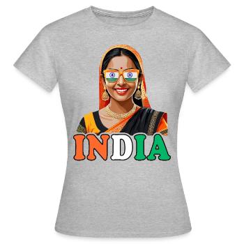 Indische Flagge Indische Frauen - Frauen T-Shirt - Grau meliert - Vorne - AI Model Female 172 dark (172cm)