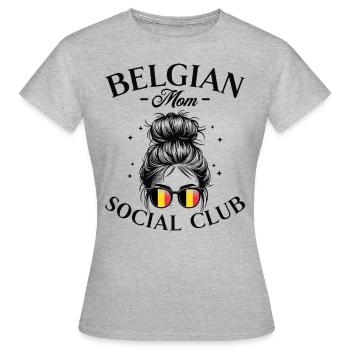 Mutter Social Club Belgische Mutter - Frauen T-Shirt - Grau meliert - Vorne - AI Model Female 172 dark (172cm)