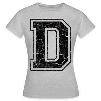 Un caractère D in Grunge-Look - T-shirt Femme - gris chiné - Devant - AI Model Female 172 dark (172cm)
