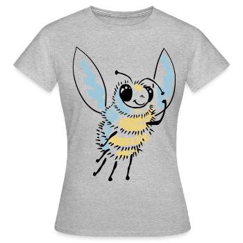 Happy bee - vector graphic design - Women's T-Shirt - heather grey - Front - AI Model Female 172 dark (172cm)