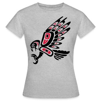 Native american falcon - tribal art symbol, indian - Women's T-Shirt - heather grey - Front - AI Model Female 172 dark (172cm)