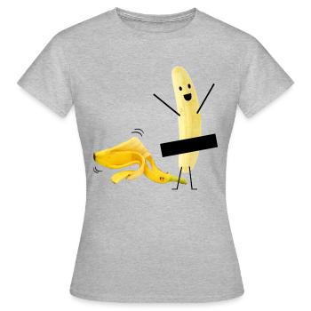 Lustige Banane nackt Striptease Geschenkidee - Frauen T-Shirt - Grau meliert - Vorne - AI Model Female 172 dark (172cm)