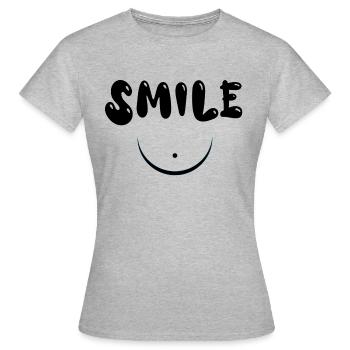 smile in black color - Women's T-Shirt - heather grey - Front - AI Model Female 172 dark (172cm)